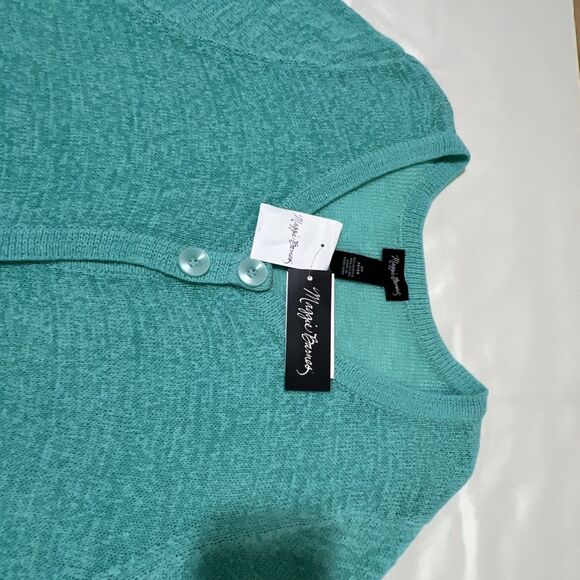 NWT Maggie Barnes Cardigan Duster Sweater Top Plus Size 2X 22/24 Sea Green Aqua - Picture 9 of 15